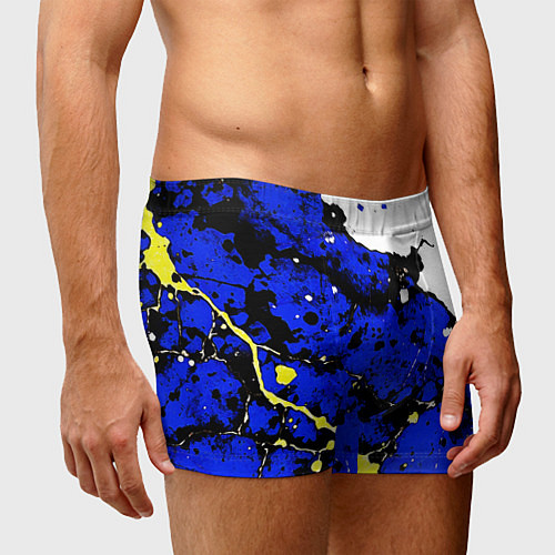 Мужские трусы Сине-жёлтая абстракция на белом фоне / 3D-принт – фото 3