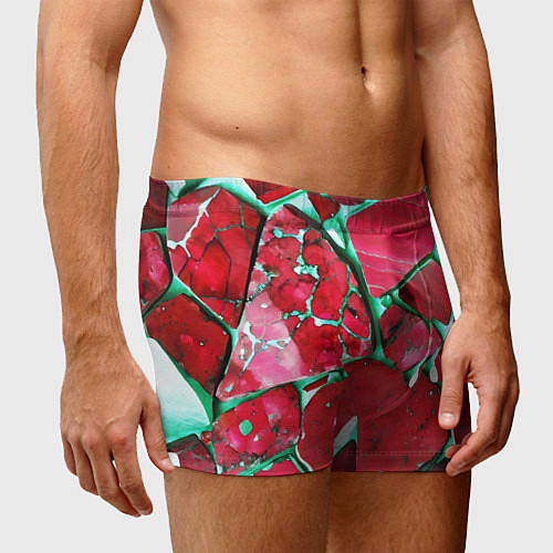 Мужские трусы Зеленый минерал в красном камне / 3D-принт – фото 3