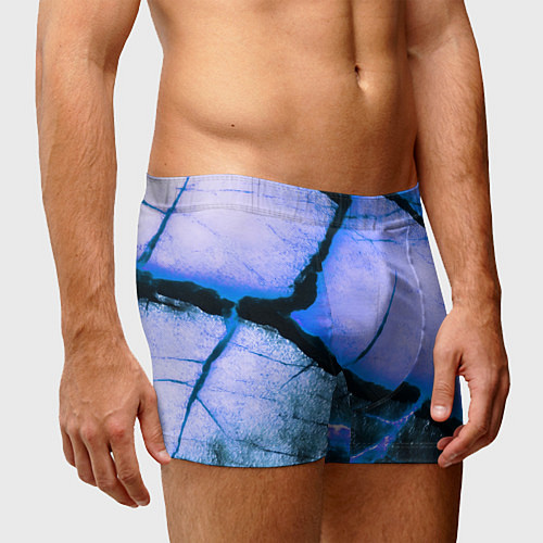 Мужские трусы Трещины на абстрактном синем фоне / 3D-принт – фото 3