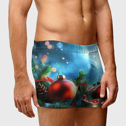 Мужские трусы Красные игрушки новогодние / 3D-принт – фото 3