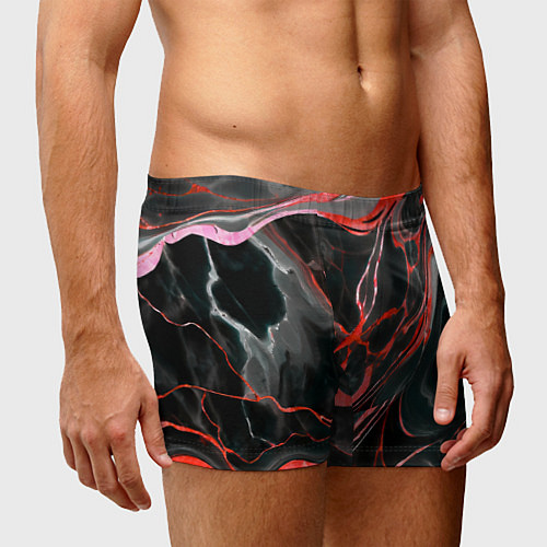 Мужские трусы Красно-чёрный мрамор / 3D-принт – фото 3