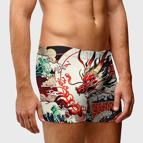 Мужские трусы Красный дракон в японском стиле ирезуми / 3D-принт – фото 3