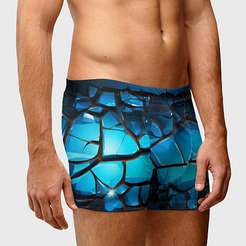 Мужские трусы Синяя текстура объемных плит / 3D-принт – фото 3