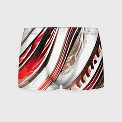 Мужские трусы Волнистая бело-красная абстракция