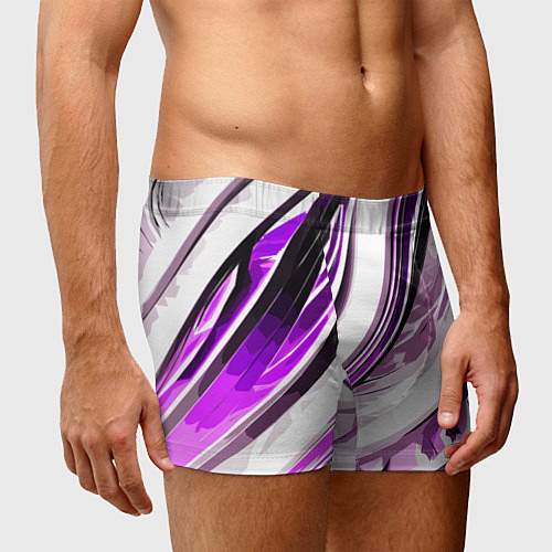 Мужские трусы Волнистая бело-фиолетовая абстракция / 3D-принт – фото 3