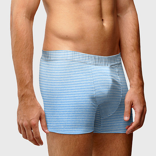 Мужские трусы Белый с голубым текстурный в полоску / 3D-принт – фото 3