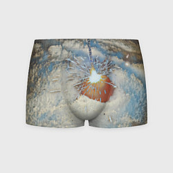 Мужские трусы Искрящийся мандарин на снегу