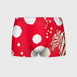 Трусы-боксеры мужские Зебра на алом фоне, цвет: 3D-принт