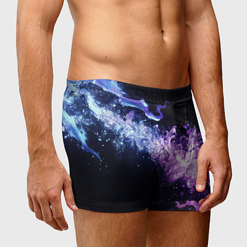 Мужские трусы Фиолетово-синяя абстрактная волна / 3D-принт – фото 3