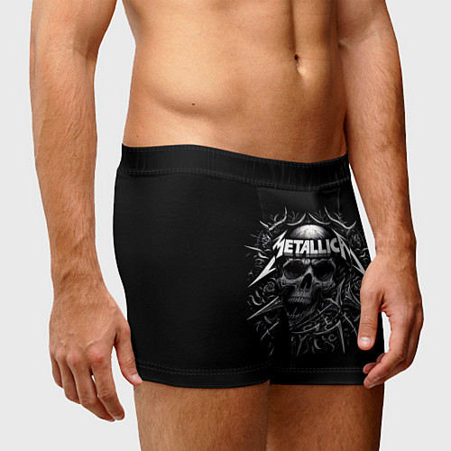 Мужские трусы Metallica - a skull with roses and thorns / 3D-принт – фото 3