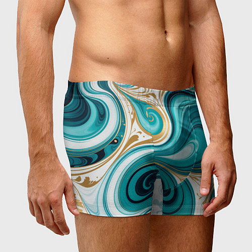 Мужские трусы Бирюза и золото / 3D-принт – фото 3