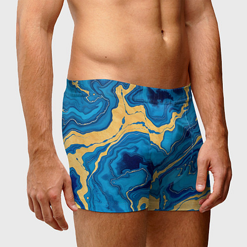 Мужские трусы Синий мрамор с золотом / 3D-принт – фото 3