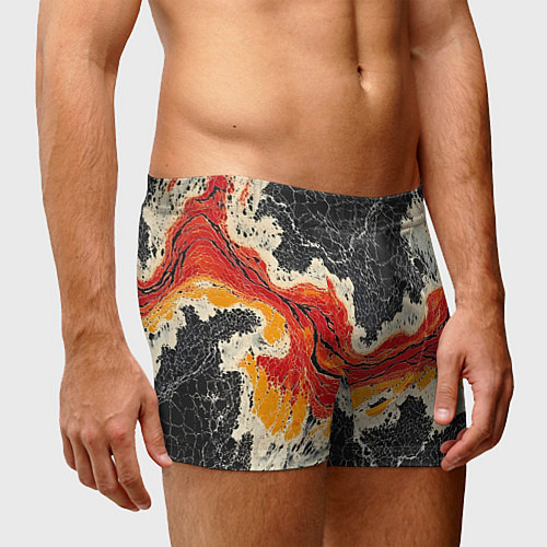 Мужские трусы Красно-черная потертая текстура / 3D-принт – фото 3