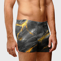 Трусы-боксеры мужские Серая текстура с золотым разломом, цвет: 3D-принт — фото 2