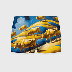 Трусы-боксеры мужские Желтые коровы, цвет: 3D-принт