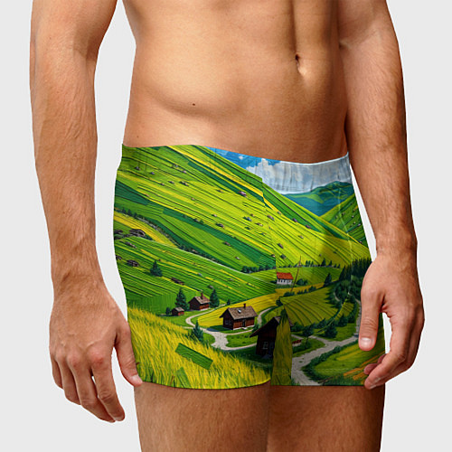 Мужские трусы Русская душа и поле / 3D-принт – фото 3