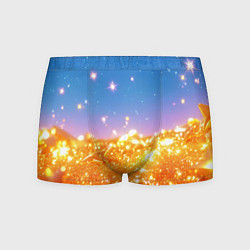 Мужские трусы Золотые шарики на голубом фоне