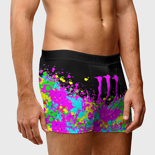 Мужские трусы Monster energy краски неоновые / 3D-принт – фото 3