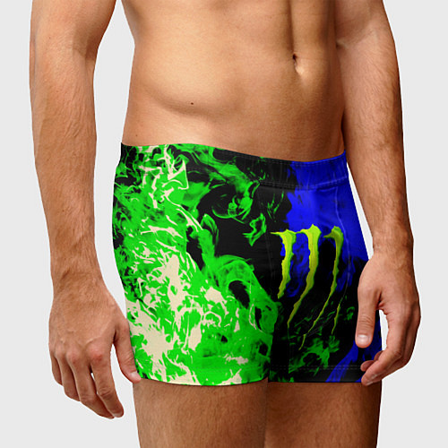 Мужские трусы Monster energy кислотный огонь / 3D-принт – фото 3