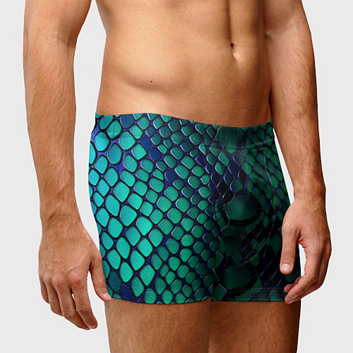 Мужские трусы Бирюзовая змеиная кожа / 3D-принт – фото 3