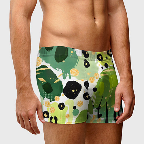 Мужские трусы Зеленый анималистичный паттерн / 3D-принт – фото 3