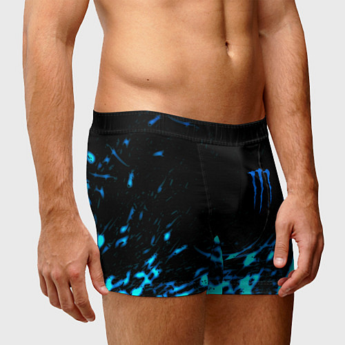 Мужские трусы Monster energy голубые краски / 3D-принт – фото 3