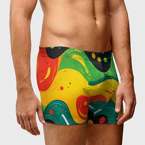 Мужские трусы Желто-зеленая краска текстура / 3D-принт – фото 3