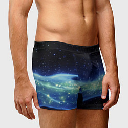 Трусы-боксеры мужские Синяя волна с зеленым оттенком на черном, цвет: 3D-принт — фото 2