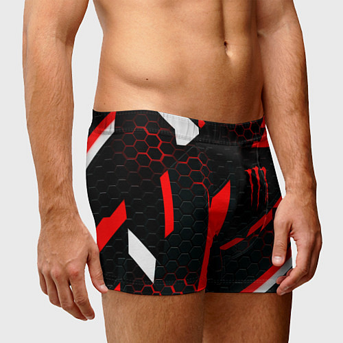 Мужские трусы Monster energy sport geometry / 3D-принт – фото 3