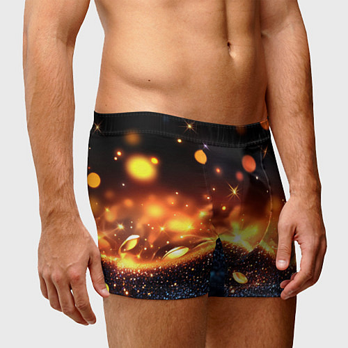 Мужские трусы Оранжевое боке на черном / 3D-принт – фото 3