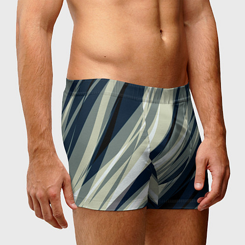 Мужские трусы Синий с оливковым диагональные полосы / 3D-принт – фото 3