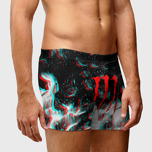 Мужские трусы Monster energy огонь глитч / 3D-принт – фото 3