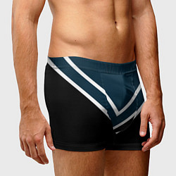 Трусы-боксеры мужские Синий с чёрным и белые полосы, цвет: 3D-принт — фото 2