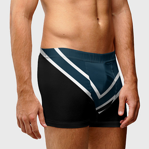 Мужские трусы Синий с чёрным и белые полосы / 3D-принт – фото 3
