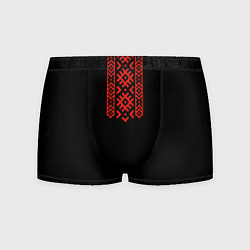 Трусы-боксеры мужские Славянский узор и орнамент на черном - вышиванка р, цвет: 3D-принт
