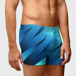 Трусы-боксеры мужские Сине-голубой абстрактные полосы, цвет: 3D-принт — фото 2