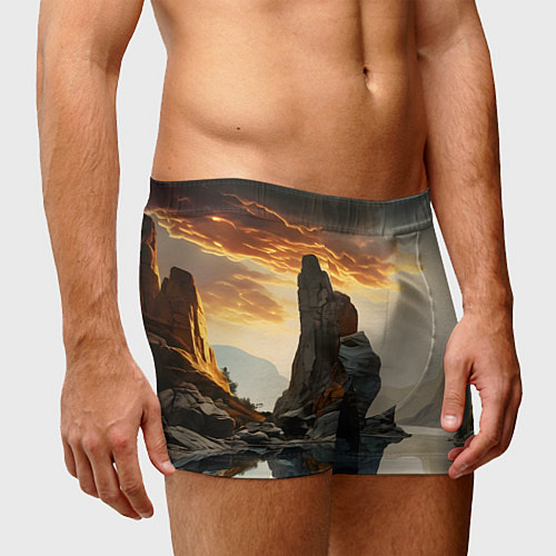 Мужские трусы Горное озеро со скалами / 3D-принт – фото 3
