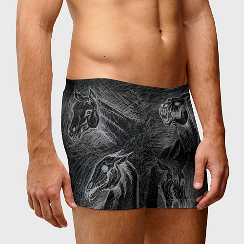 Мужские трусы Черепа лошадей - эскиз / 3D-принт – фото 3
