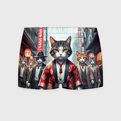 Трусы-боксеры мужские Котики якудза, цвет: 3D-принт