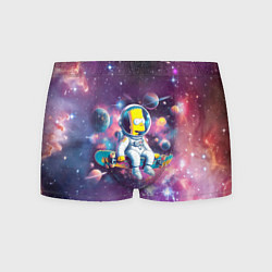 Трусы-боксеры мужские Барт Симпсон со скейтбордом в космосе, цвет: 3D-принт