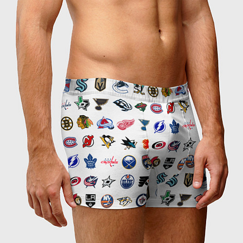 Мужские трусы Команды НХЛ на белом фоне / 3D-принт – фото 3
