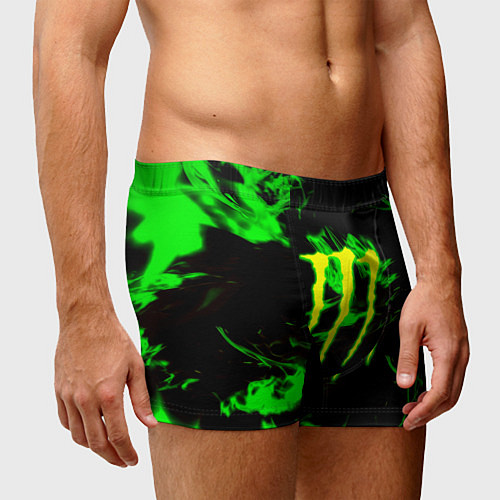 Мужские трусы Monster energy кислотное лого огонь / 3D-принт – фото 3