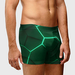Трусы-боксеры мужские Зеленые плиты с неоном, цвет: 3D-принт — фото 2