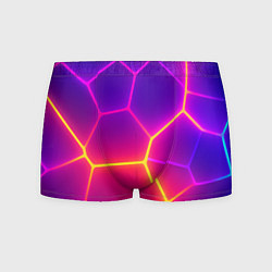 Трусы-боксеры мужские Синие плиты с фиолетовым свечением, цвет: 3D-принт