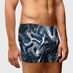 Трусы-боксеры мужские Тёмно-синий искажённая абстракция, цвет: 3D-принт — фото 2