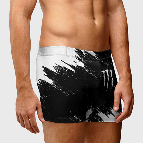 Мужские трусы Monster energy краски штрихи белые / 3D-принт – фото 3