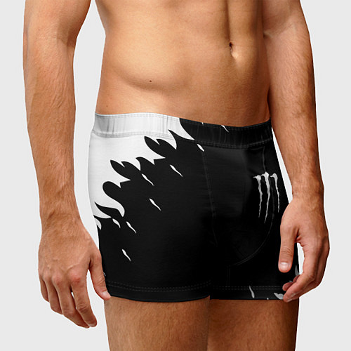 Мужские трусы Monster energy fire white / 3D-принт – фото 3