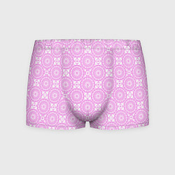 Трусы-боксеры мужские Бело розовый ажурный кружевной узор, цвет: 3D-принт