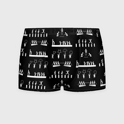 Трусы-боксеры мужские Силуэты игры в кальмара на черном фоне, цвет: 3D-принт