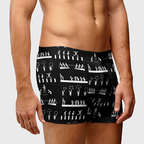 Мужские трусы Силуэты игры в кальмара на черном фоне / 3D-принт – фото 3